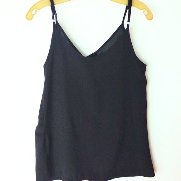 Chic Black Button-Down Cami Top – Size Small, Adjustable Straps, Lightweight - Picture 3 of 10